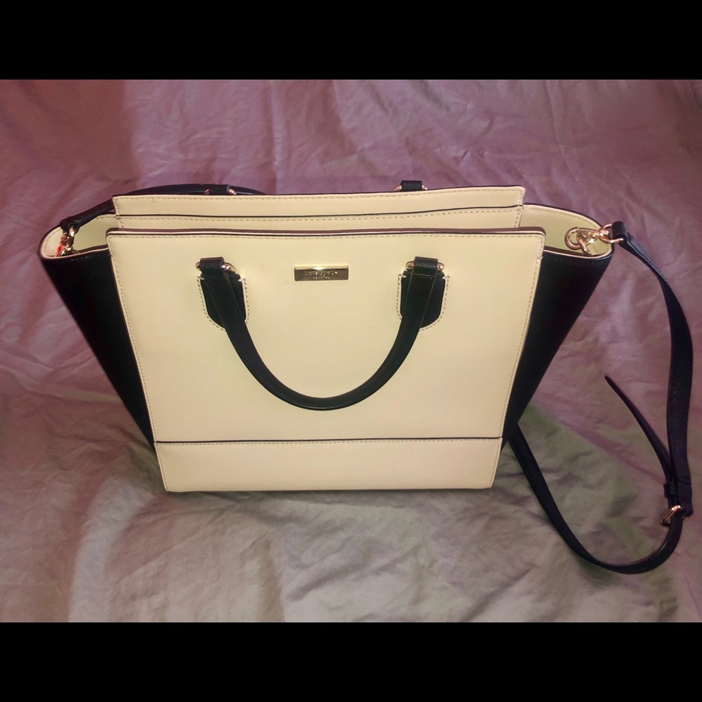 White and black Kate spade bag